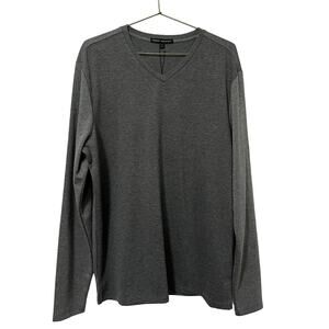 Robert Barakett Mens Elken Long Sleeve V Neck Shirt Size L Gray Office Career